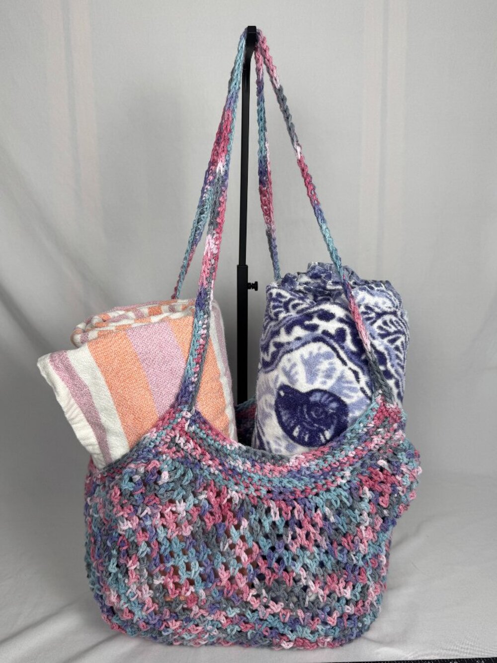 Painted Skies Crochet Tote | Handmade Beach Bag | Boho Market Tote